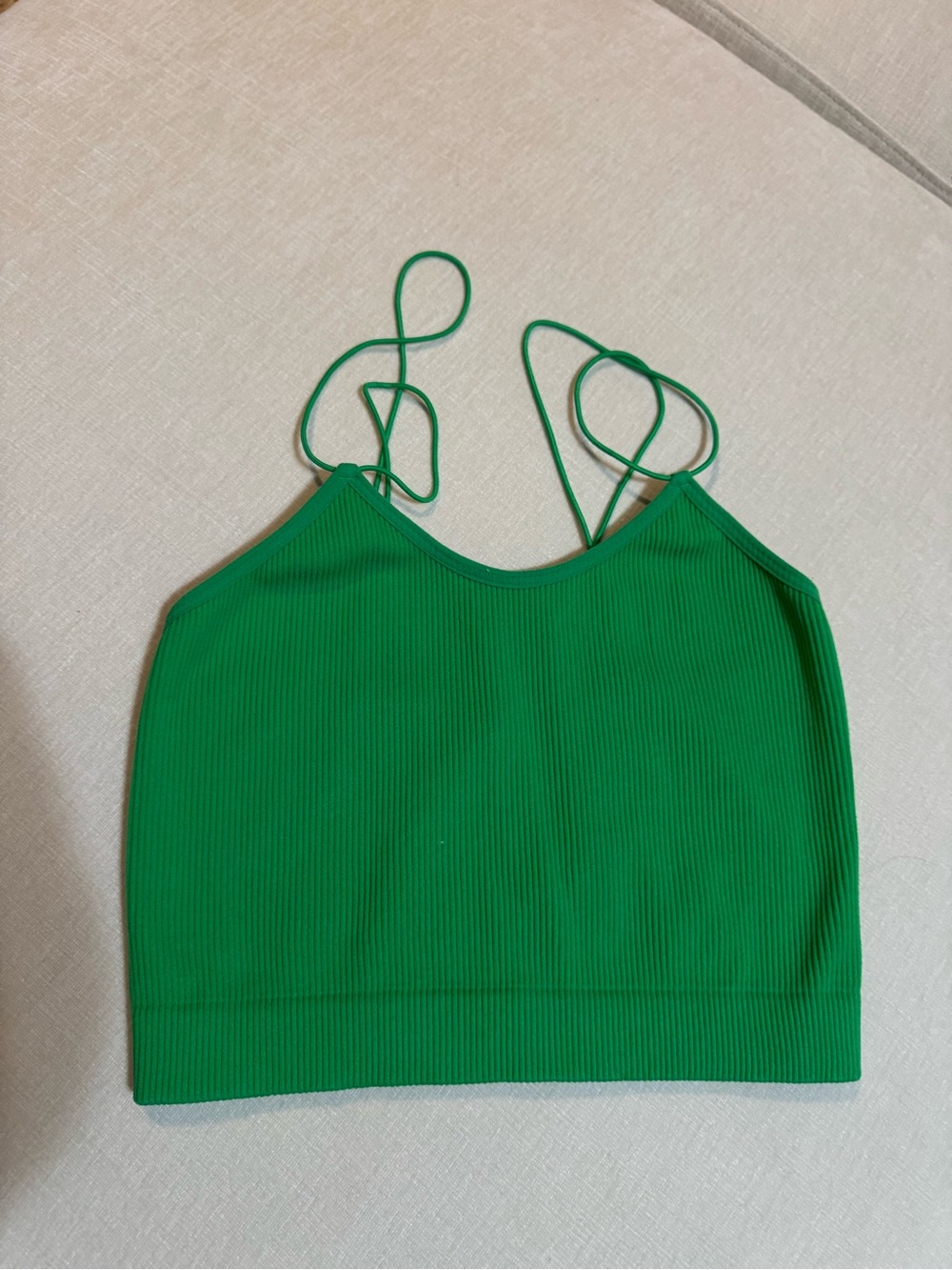 Zenana Outfitters Emerald Green Ribbed Spaghetti-Strap Crop Cami